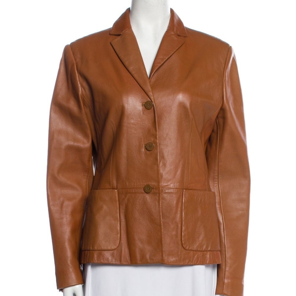 DKNY Brown Leather Blazer